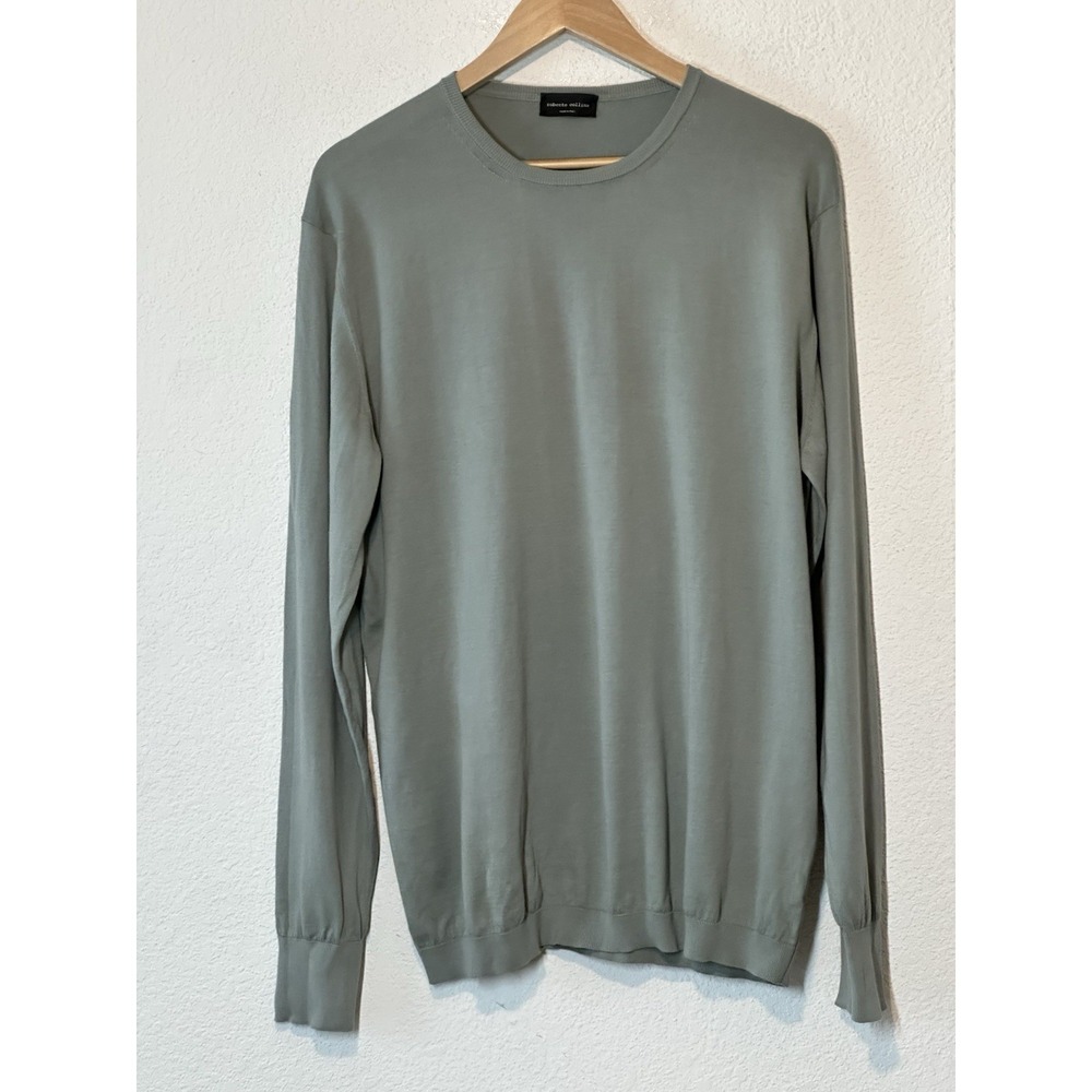 Roberto Collina Mens Lightweight Cotton Sweater ‎ Gray Sz 54